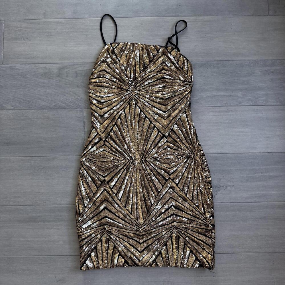 Lulus Sequin Geometric Pattern Mini Dress Size M - image 4